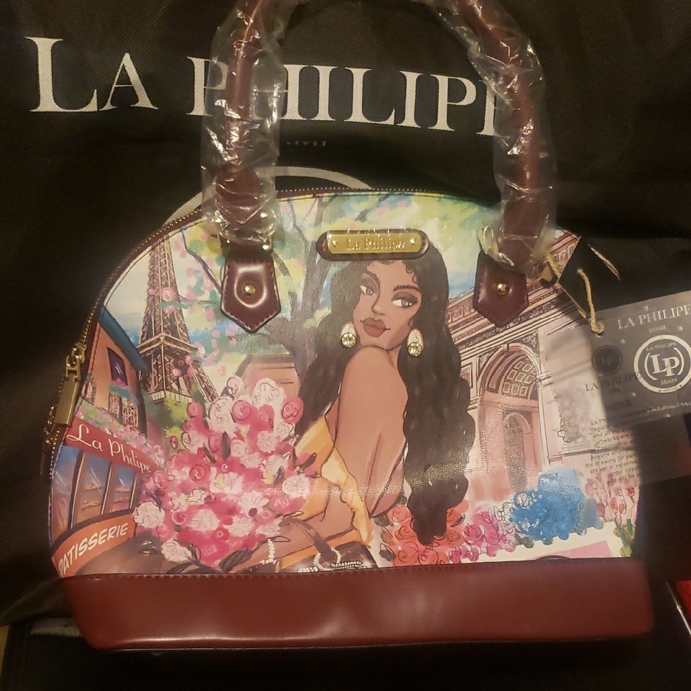 Women's Multicolor Illustrated Dome Satchel - Picture 6 of 11
